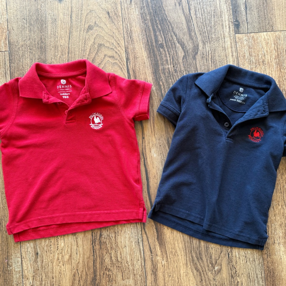 Classic Kids Polo Shirts in Red and Navy